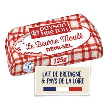 Beurre moulé demi sel PAYSAN BRETON, 80%mg, 125g