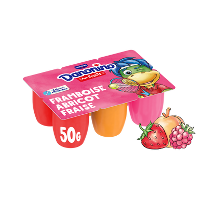 Petits suisse aux fruits fraise framboise abricot DANONINO - 6x50g