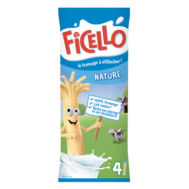 Fromage à effilocher Nature FICELLO - Paquet de 4 bâtonnets - 4x21g
