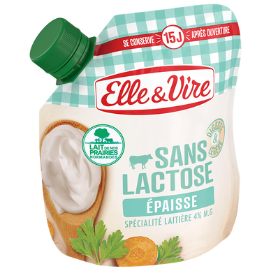 Crème fraiche SANS LACTOSE 4%MG ELLE & VIRE POCHE 338g