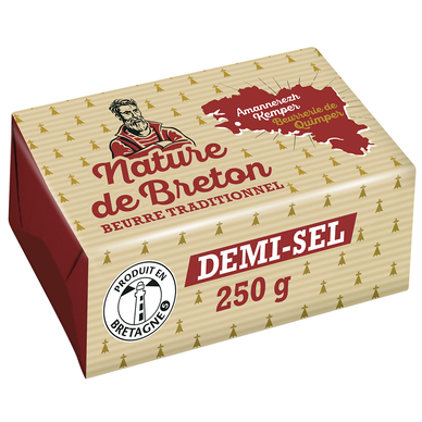 Beurre demi-sel 80%MG NATURE DE BRETON - Plaquette 250g