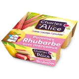 Dessert fruitier Pomme Rhubarbe Sans Sucres Ajoutés CHARLES & ALICE- 4pots de 97g