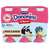 Yaourt à boire aux fruits banane pêche abricot DANONINO - 6x100g