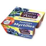 Dessert fruitier Pomme Myrtille Sans Sucres Ajoutés CHARLES & ALICE- 4pots de 97g
