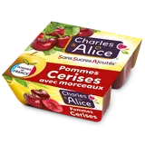 Dessert fruitier Pomme Cerise Sans Sucres Ajoutés CHARLES & ALICE - 4pots de 97g