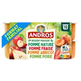 Compotes fruits panachés (pomme, pommes et poires, pommes et fraise, pommes et abricots) ANDROS x16 1,6kg