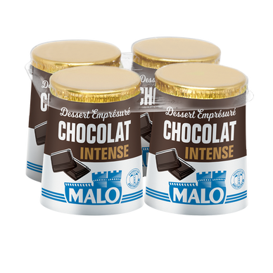 Emprésuré chocolat noir intense MALO, 4 pots de 125g