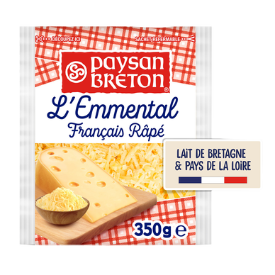 Emmental au lait pasteurisé rapé 29%mg PAYSAN BRETON 350g
