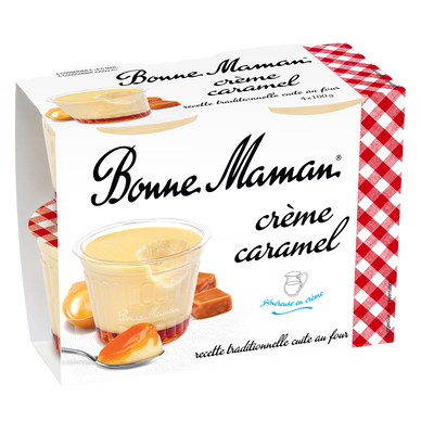 Crème caramel aux oeufs frais BONNE MAMAN  -  4 pots de 100g