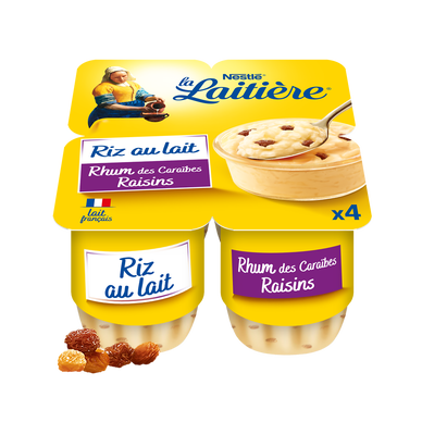 Riz au lait Rhum Raisins LA LAITIERE - 4 pots de 115g