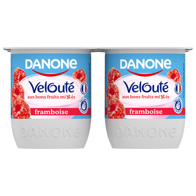 Yaourt brassé aux fruits mixés framboise VELOUTE DANONE - 4x125g