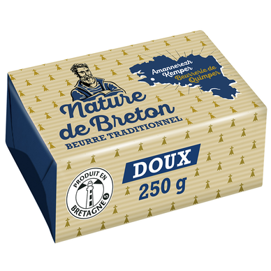 Beurre doux 82%MG NATURE DE BRETON - Plaquette 250g