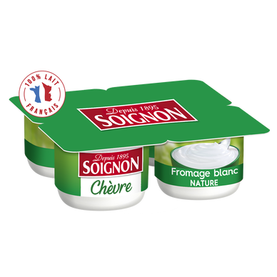 Fromage blanc au lait de chèvre nature SOIGNON - 4 pots de 100g