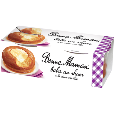 Dessert Baba au rhum à la chantilly BONNE MAMAN  -  2 pots de 140g