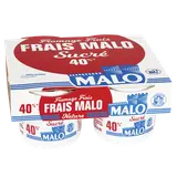 Fromage frais nature sucré, MALO, 40% de MG, 4x100g