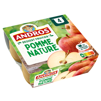 Dessert fruitier Pomme ANDROS - 4 pots de 100g