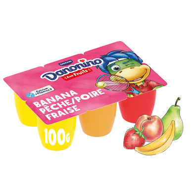 Yaourt aux fruits Fraise Pêche/Poire Banane DANONINO - 6x100g