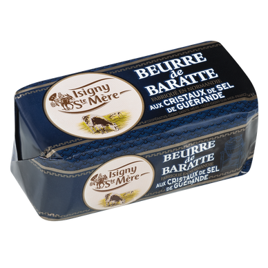 Beurre de baratte aux cristaux de sel de Guérande ISIGNY SAINTE MERE,barquette 250g