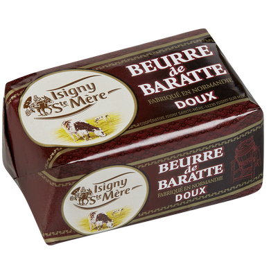 Beurre de baratte doux ISIGNY STE MERE, 82%mg, plaquette de 250g