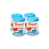Yaourt au lait entier arômatisé fraise, MALO, 4x125g