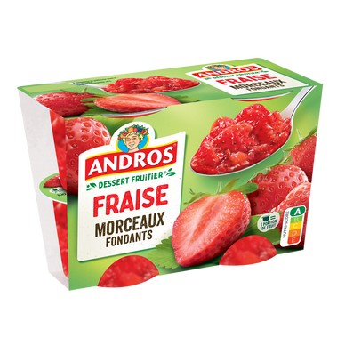 Dessert fruitier de fraise en morceaux ANDROS 4X100g