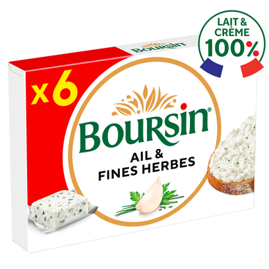 Fromage frais à tartiner Ail et fines herbes BOURSIN - 6 portions 96g