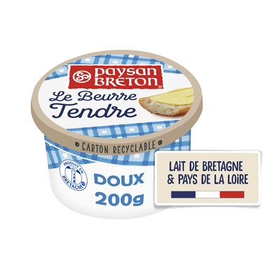 Beurrier doux tendre 82%MG PAYSAN BRETON - Pot carton 200g