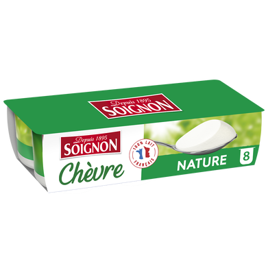 Yaourts au lait de chèvre nature SOIGNON - 8 pots de 125g
