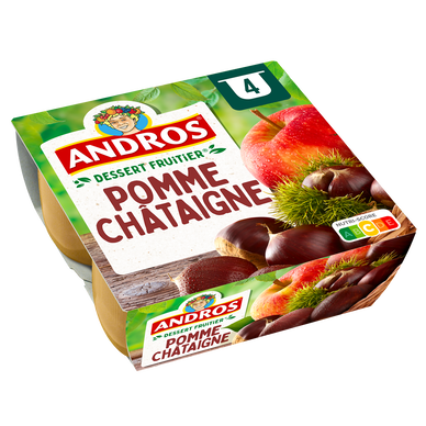 Dessert fruitier Pomme Chataîgne ANDROS - 4 pots de 100g