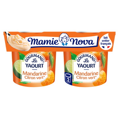 Yaourts Gourmand aux fruits Mandarine Citron vert MAMIE NOVA  -  2 pots de 150g