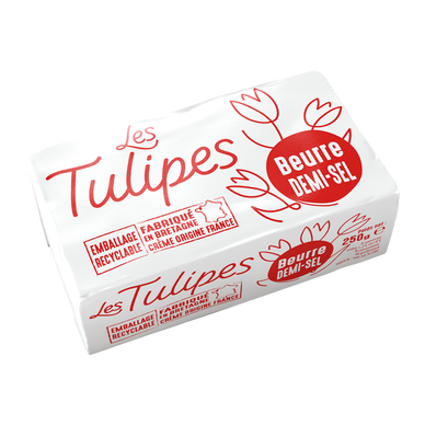 Beurre demi sel LES TULIPES, plaquette de 250g