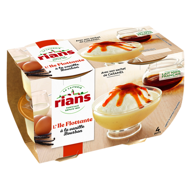 Dessert Ile Flottante vanille bourbon RIANS - 4 pots de 100g