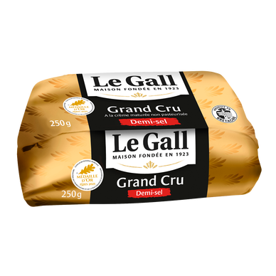 Beurre de baratte cru demi sel LE GALL, 80%mg, plaquette de 250g