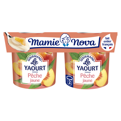 Yaourts Gourmand aux fruits Pêche MAMIE NOVA  -  2 pots de 150g