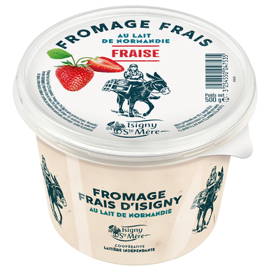 Fromage frais à la fraise, Isigny Sainte-Mère, pot de 500g