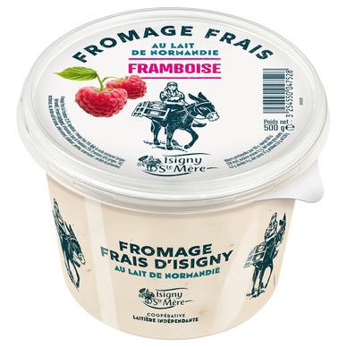 Fromage frais à la framboise, Isigny Sainte-Mère, pot de 500g