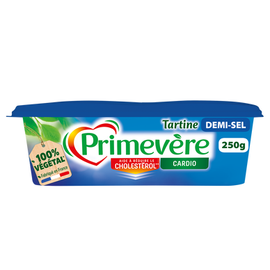 Matière grasse à tartiner demi sel PRIMEVERE, 55%MG, barquette de 250g