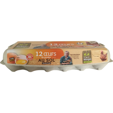 Oeufs frais de poules au sol L'OEUF DES MAUGES - Boîte de 12