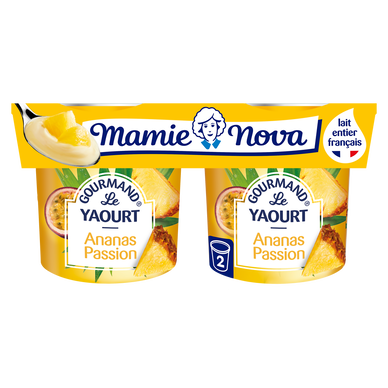 Yaourts Gourmand aux fruits Ananas Passion MAMIE NOVA  -  2 pots de 150g