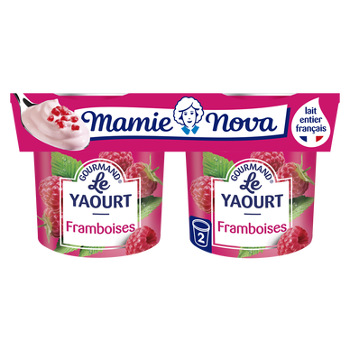 Yaourts Gourmand aux fruits Framboise MAMIE NOVA  -  2 pots de 150g