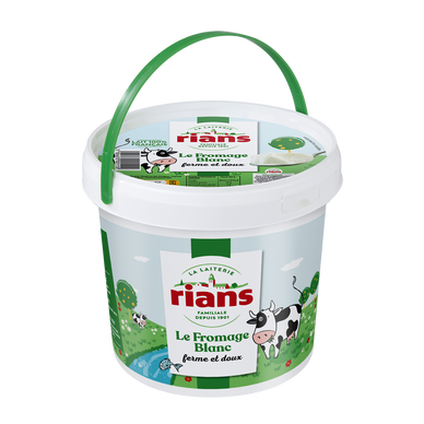Fromage Blanc nature ferme et doux RIANS - Pot de 2kg