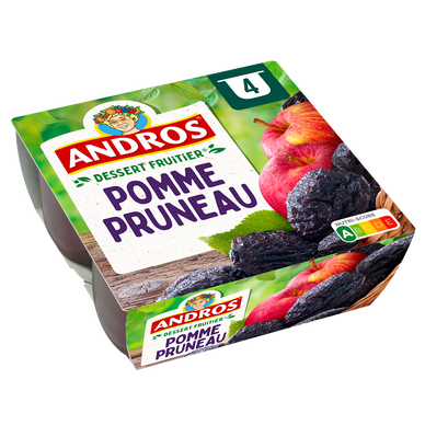 Dessert fruitier Pomme Pruneau ANDROS - 4 pots de 100g