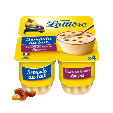 Semoule au lait rhum raisins LA LAITIERE - 4x115g