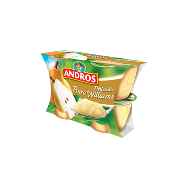 Dessert fruitier avec morceaux Poire ANDROS  -  4 pots de 100g