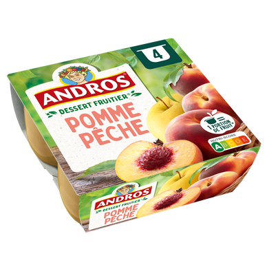 Dessert fruitier de pommes et de pêche ANDROS 4x100g soit 400g