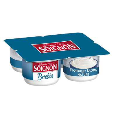 Fromage blanc au lait de brebis nature SOIGNON - 4 pots de 100g