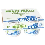 Fromage frais au lait pasteurisé nature, 0% de mg, MALO, 4x100g