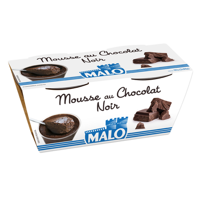 Mousse premium chocolat aux oeufs frais MALO 2x60g