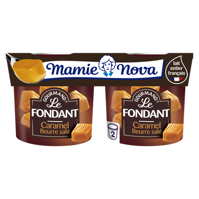 Dessert Fondant Caramel beurre salé MAMIE NOVA  -  2 pots de 150g