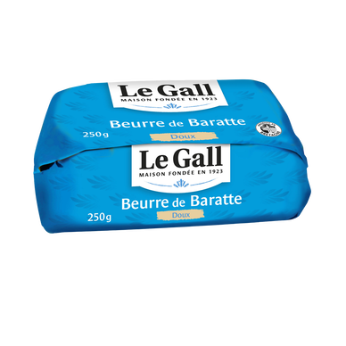Beurre de baratte doux fabrication à l'ancienne LE GALL, 82%mg, plaquette de 250g